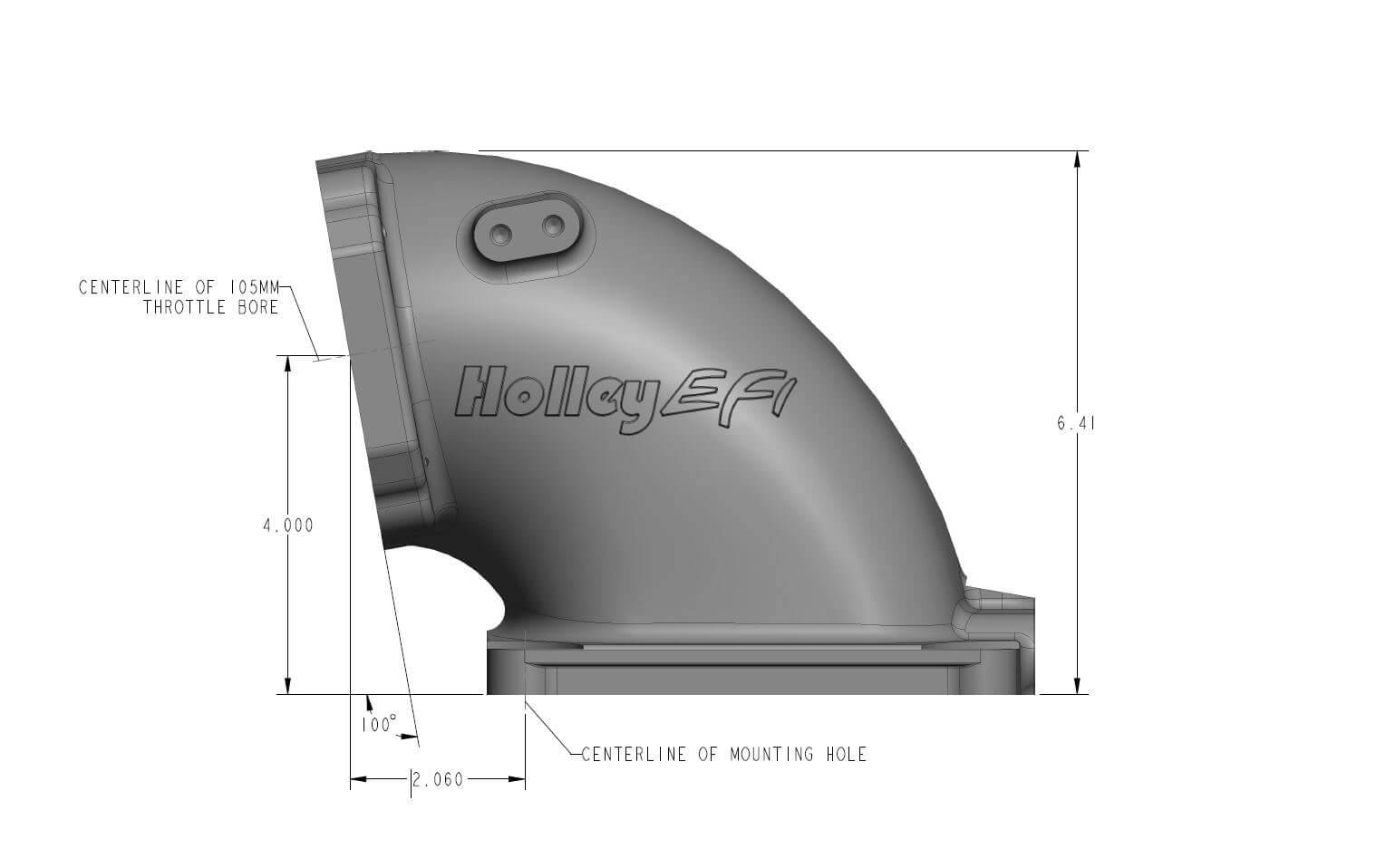 HolleyEFI, Black Cast Aluminum 4500 EFI Throttle Body Intake Elbow-LS - 300-248BK