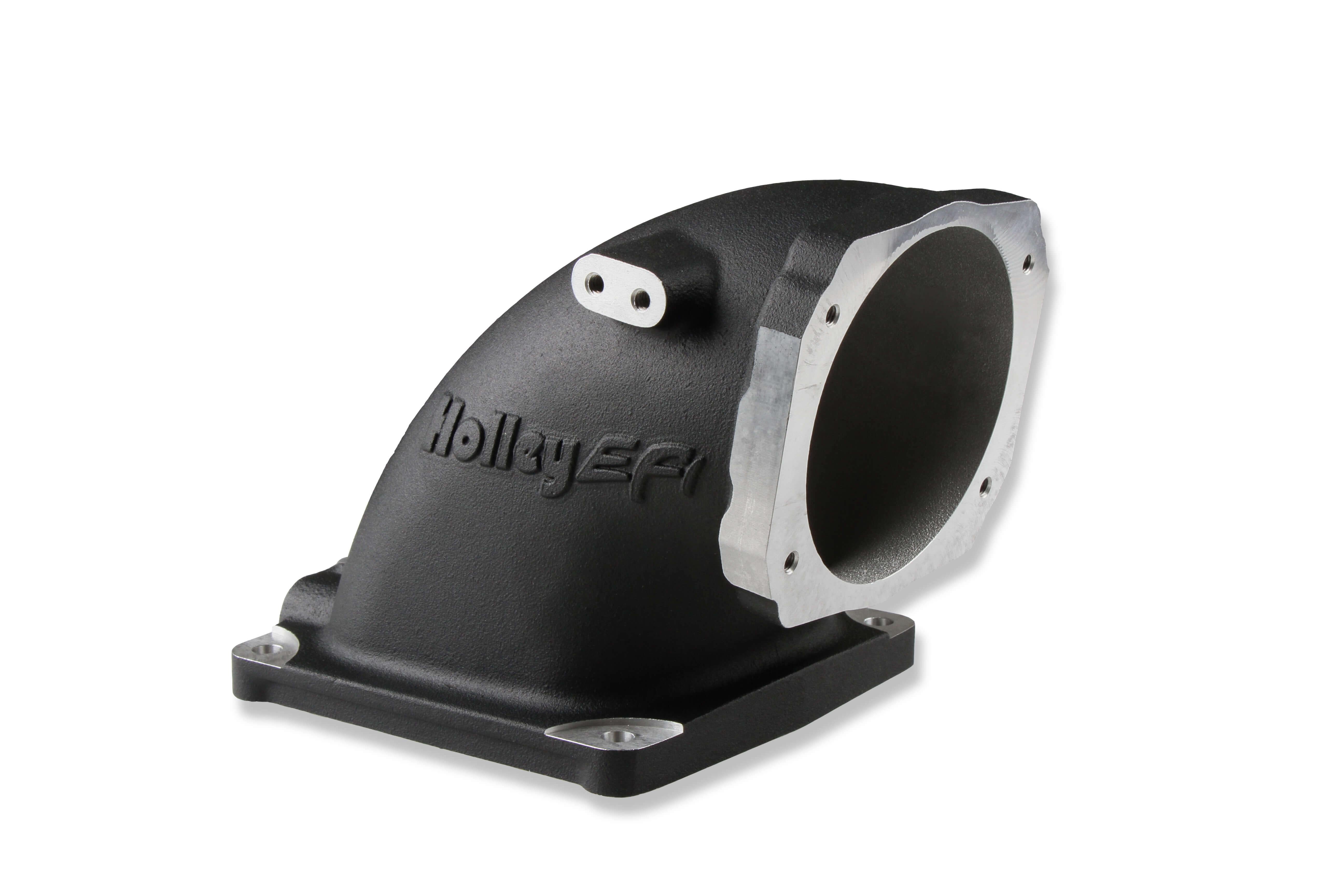 HolleyEFI, Black Cast Aluminum 4500 EFI Throttle Body Intake Elbow-LS - 300-248BK