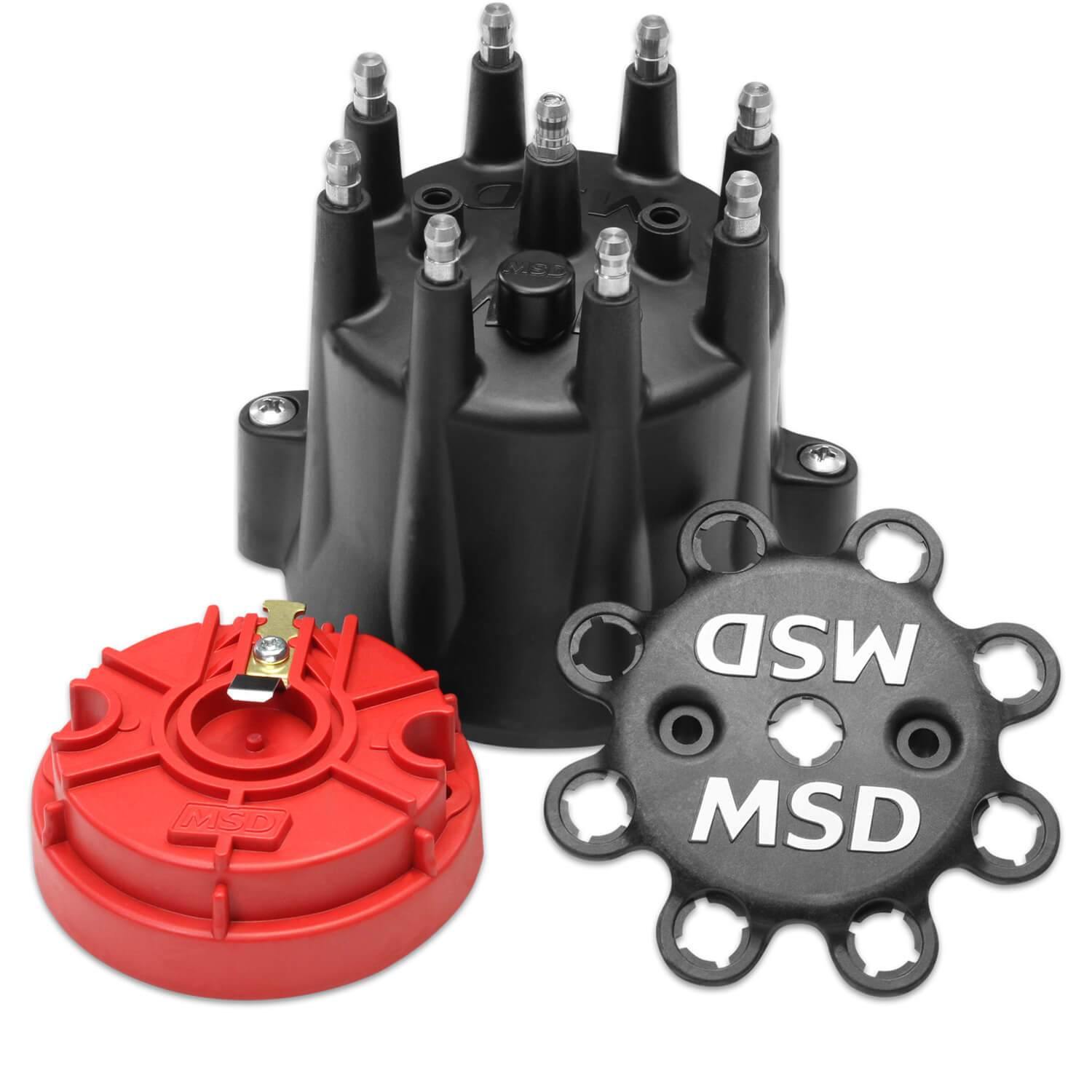 MSD, Black Chevy V8 HEI Distributor Cap and Rotor - 84336