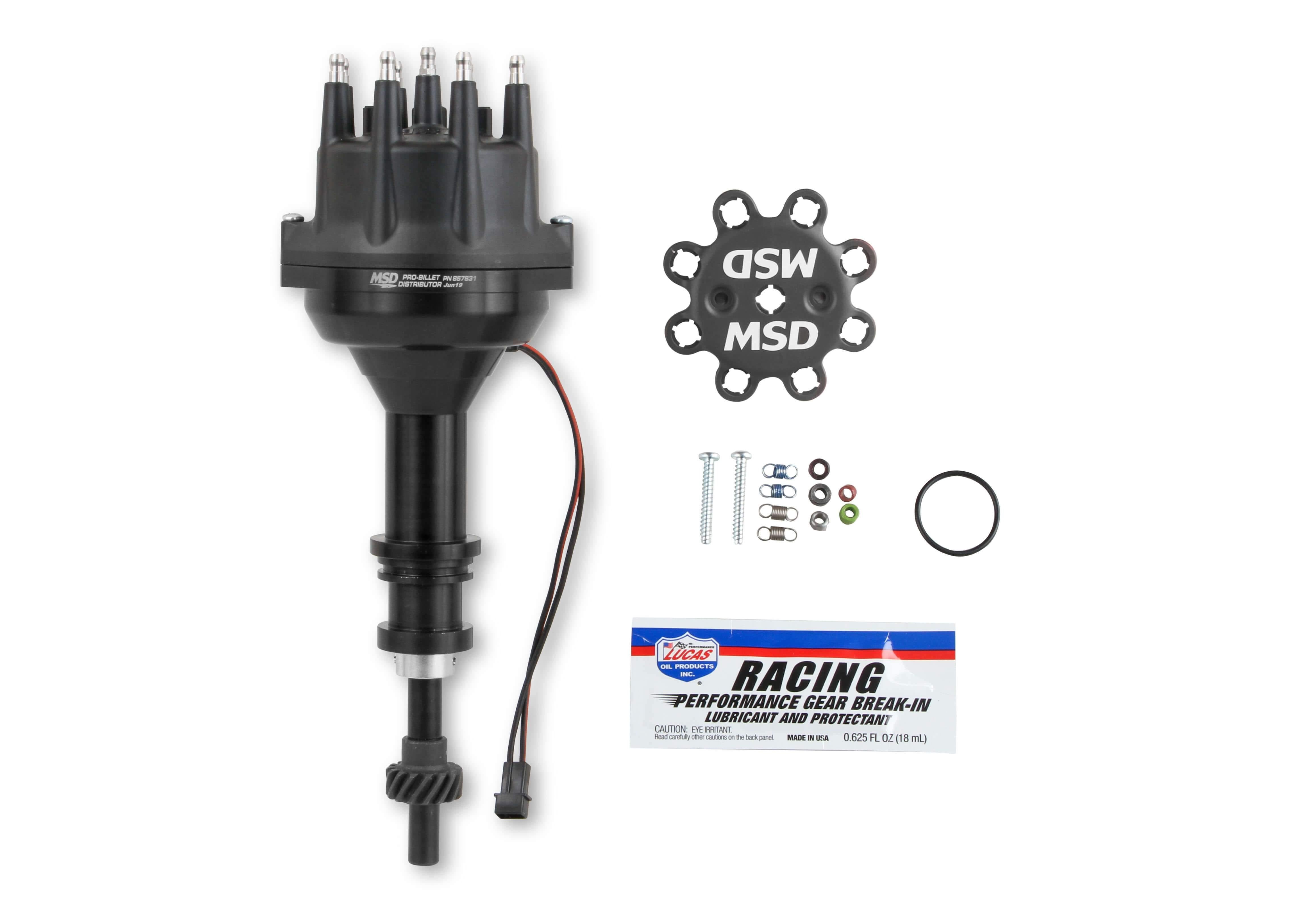 MSD, Black Distributor, Ford 351W, Pro-Billet w/Steel Gear - 857831