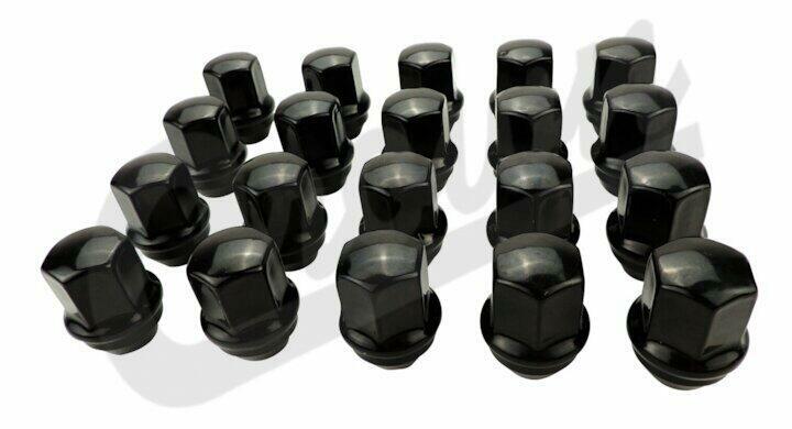 Crown, Black Lug Nut Kit for 2011+ Jeep JL/JT/WK/WL; M14 x 1.5 Threads-6509422BLK-CRN