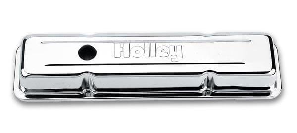 Holley, Chrome Holley embossed valve cover 58-86 Chevy small block 283-400 engine 241-80